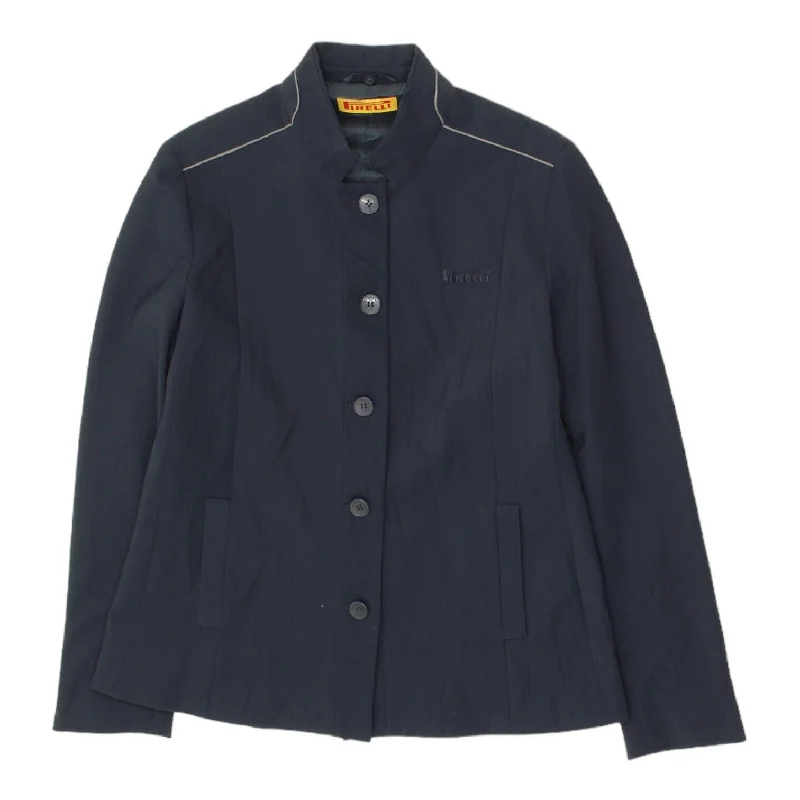 Pirelli Womens Navy Blue Button Up Jacket | Vintage Designer Smart Blazer Style Anorak Shell Jacket Lightweight Jacket