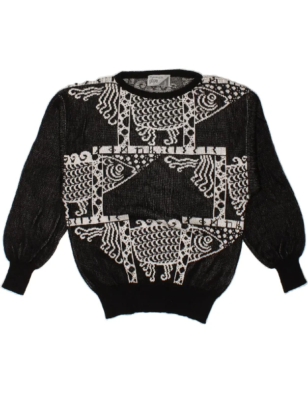 GISPA Womens Abstract Pattern Boat Neck Jumper Sweater IT 42 Medium Black Long Sweater Short Sweater Cropped Sweater GISPA Womens Abstract Pattern Boat Neck Jumper Sweater IT 42 Medium Black Long Sweater Short Sweater Cropped Sweater