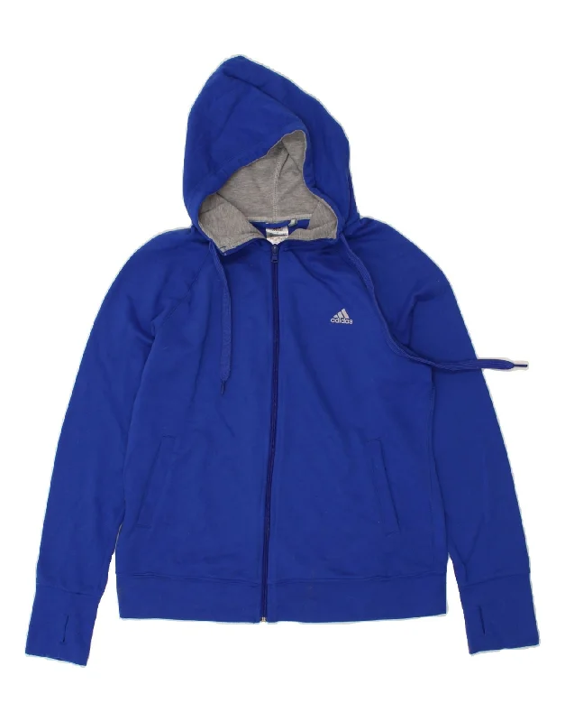 ADIDAS Womens Climalite Zip Hoodie Sweater UK 16/18 Large Blue Polyester Terry Terry Cloth Terry Knit ADIDAS Womens Climalite Zip Hoodie Sweater UK 16/18 Large Blue Polyester Terry Terry Cloth Terry Knit