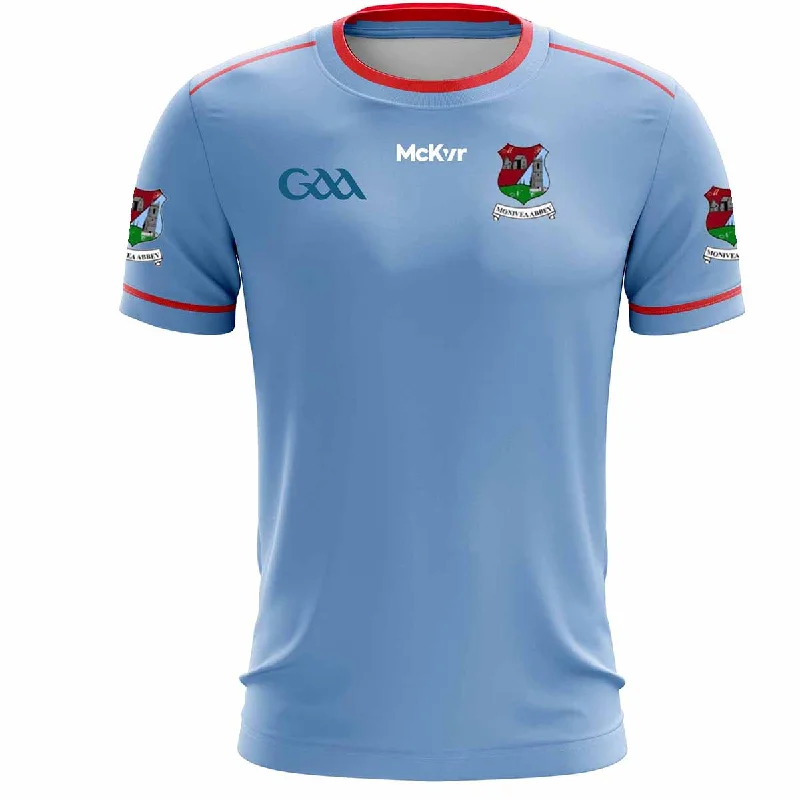 Mc Keever Monivea Abbey GAA Away Jersey - Womens - Sky/Red Stylish Jersey Top