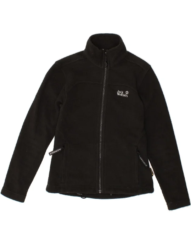 JACK WOLFSKIN Womens Fleece Jacket UK 8 Small  Black Polyester Front Pockets Side Pockets Patch Pockets