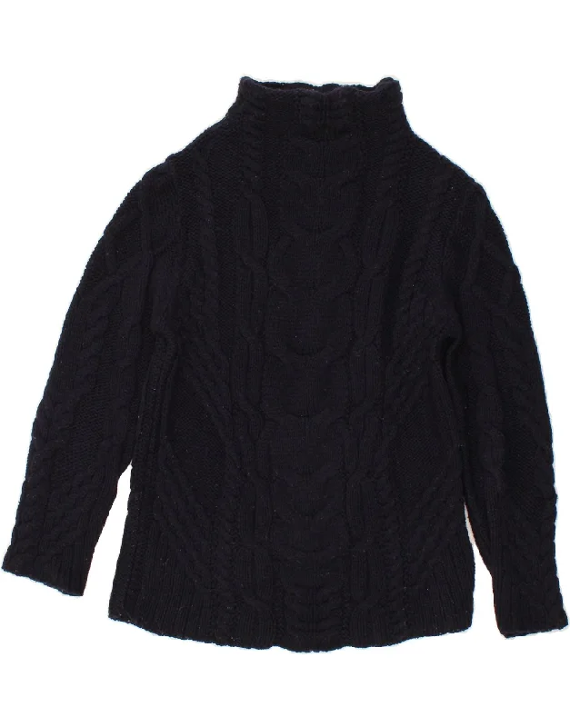 ARAN MOR Womens Turtle Neck Jumper Sweater UK 12 Medium Navy Blue Fitted Slim Tailored ARAN MOR Womens Turtle Neck Jumper Sweater UK 12 Medium Navy Blue Fitted Slim Tailored