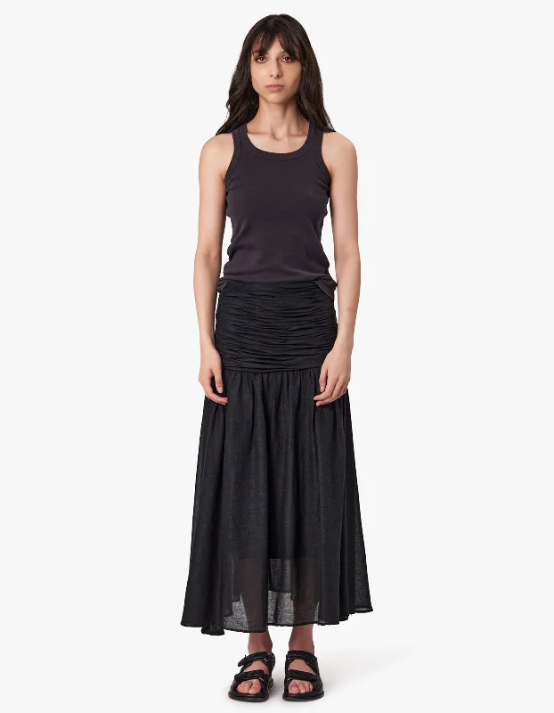 Fallon Maxi Skirt - Black velvet skirt plush