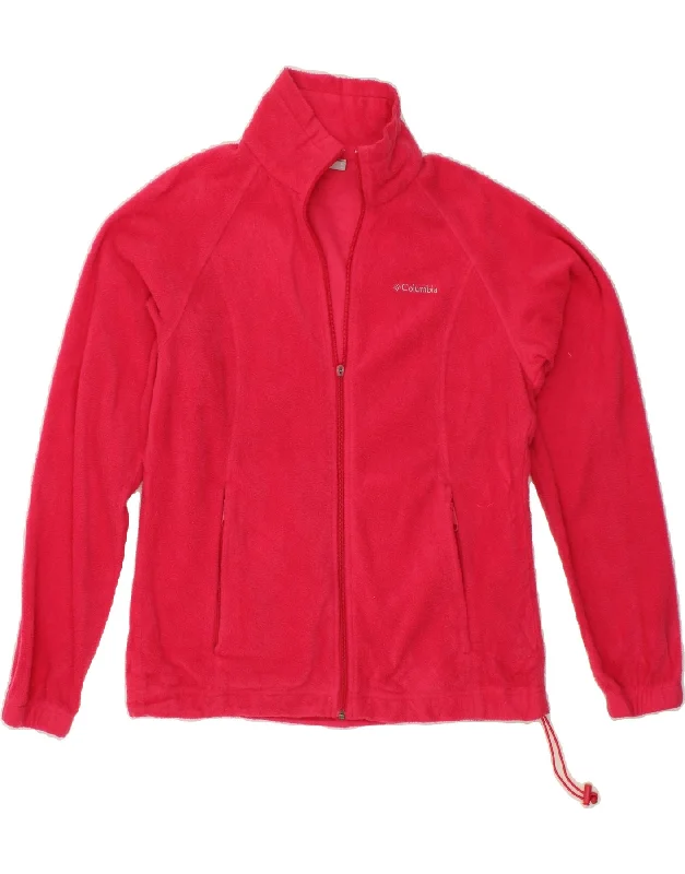 COLUMBIA Womens Fleece Jacket UK 12 Medium Pink Polyester Boat Neck Shawl Collar Notched Collar