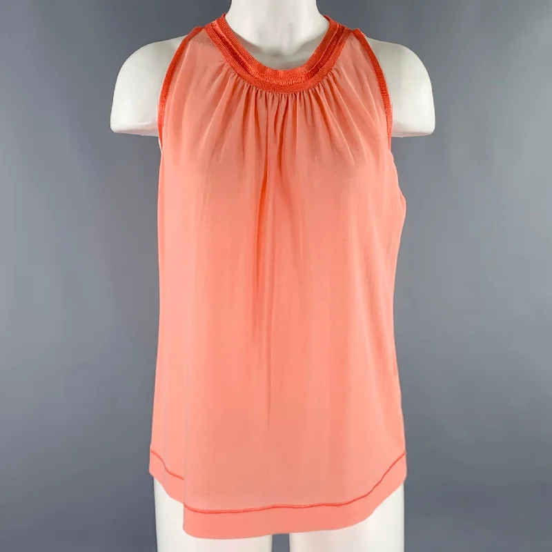 MISSONI Size 8 Orange Coral Cotton Contrast Trim Tank Casual Top sleep tank top