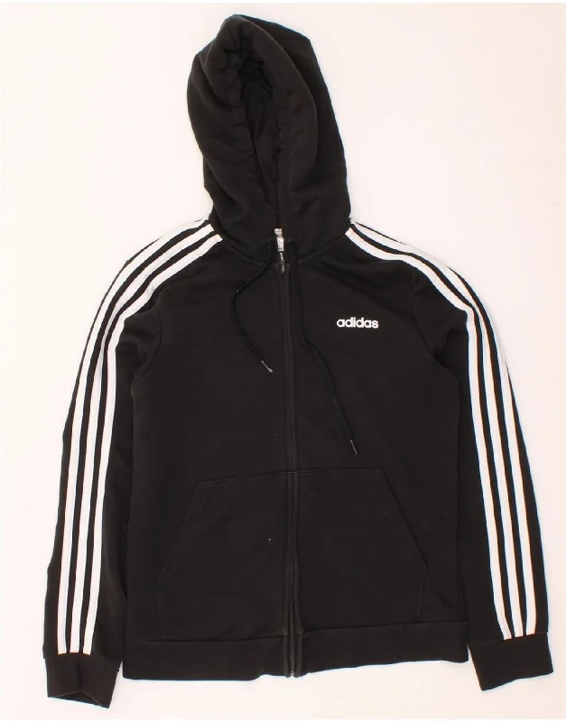 ADIDAS Womens Zip Hoodie Sweater UK 12/14 Medium Black Cotton Fleece Sweater Nylon Polyester ADIDAS Womens Zip Hoodie Sweater UK 12/14 Medium Black Cotton Fleece Sweater Nylon Polyester