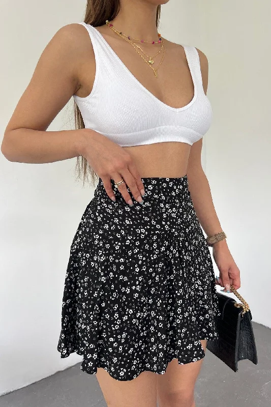 Women's Black Ecru Viscose Fabric Summer Shorts Skirt 1905 wool skirt thick