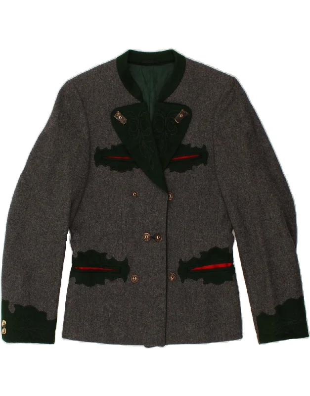 PE-KO Womens Double Breasted Blazer Jacket UK 12 Medium Grey Colourblock Ribbed Jacket Pleated Jacket Ruffled Jacket PE-KO Womens Double Breasted Blazer Jacket UK 12 Medium Grey Colourblock Ribbed Jacket Pleated Jacket Ruffled Jacket