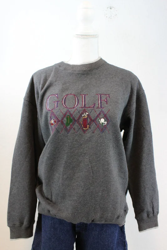 Vintage Golf Sweatshirt (M) Hoodie with Zipper Versatile Modern