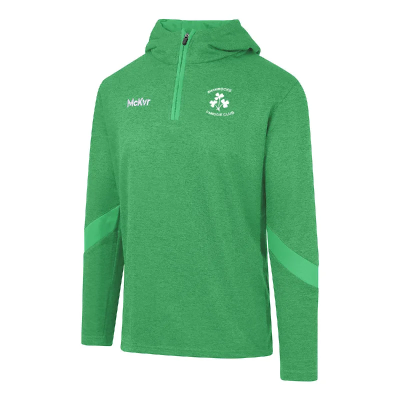 Mc Keever Shamrocks Camogie - Galway Core 22 1/4 Zip Hoodie - Adult - Green Hooded Sweatshirt Casual Wear Street Style