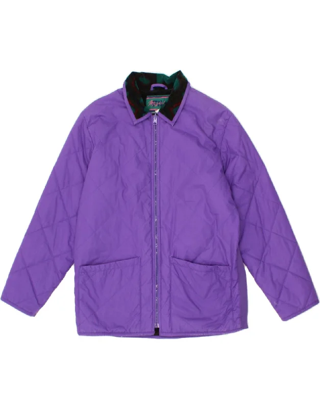 FILA Womens Quilted Jacket UK 18 XL Purple Polyester Ribbed Jacket Pleated Jacket Ruffled Jacket