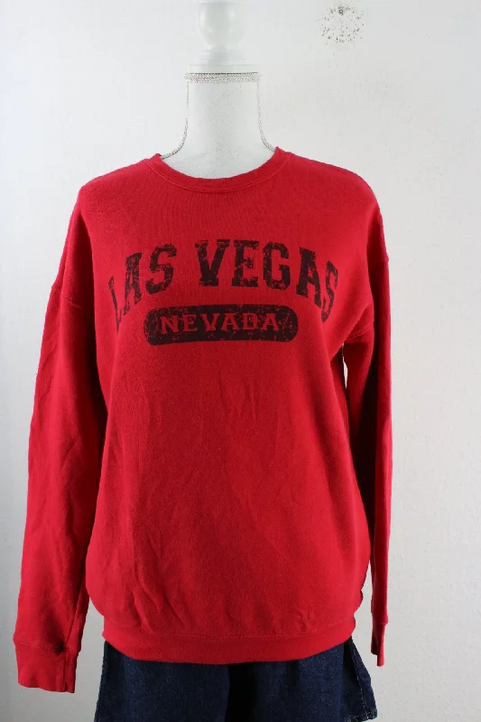 Vintage Las Vegas Sweatshirt (L) Hoodie with Half-Zip Sporty Casual