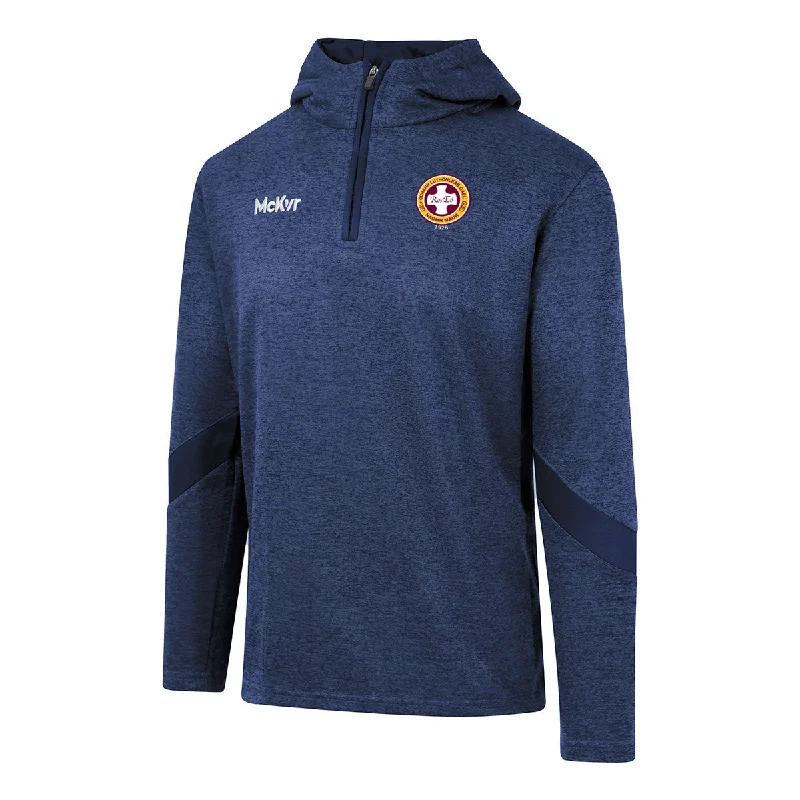 Mc Keever St Maurs Core 22 1/4 Zip Hoodie - Adult - Navy Hoodie with Color Block Contrast Stylish Mc Keever St Maurs Core 22 1/4 Zip Hoodie - Adult - Navy Hoodie with Color Block Contrast Stylish