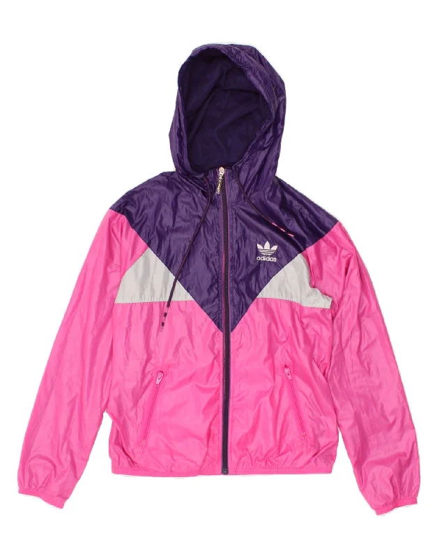 ADIDAS Womens Graphic Hooded Rain Jacket UK 8 Small Pink Colourblock Fleece Jacket Down Jacket Parka ADIDAS Womens Graphic Hooded Rain Jacket UK 8 Small Pink Colourblock Fleece Jacket Down Jacket Parka