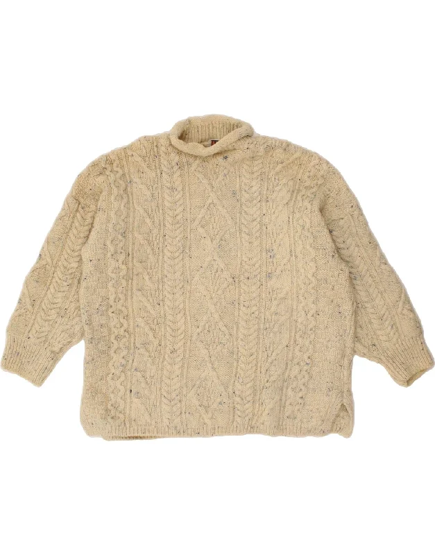 VINTAGE Womens Oversized Roll Neck Jumper Sweater UK 18 XL Beige Flecked Elegant Classic Vintage VINTAGE Womens Oversized Roll Neck Jumper Sweater UK 18 XL Beige Flecked Elegant Classic Vintage