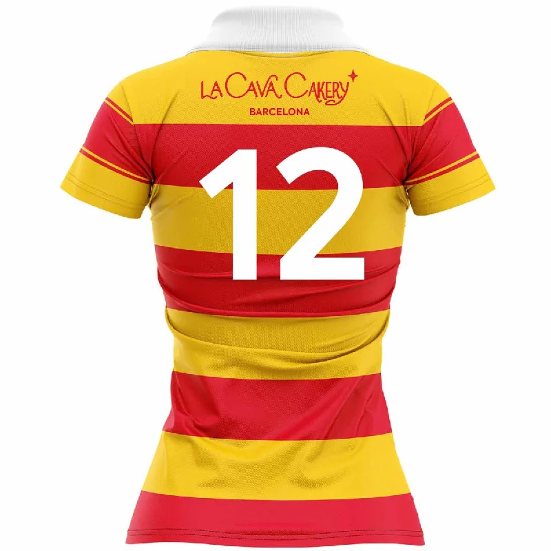Mc Keever Barcelona Gaels LGFA Numbered Home Jersey - Womens - Saffron/Red Bronze Jersey Tee Mc Keever Barcelona Gaels LGFA Numbered Home Jersey - Womens - Saffron/Red Bronze Jersey Tee