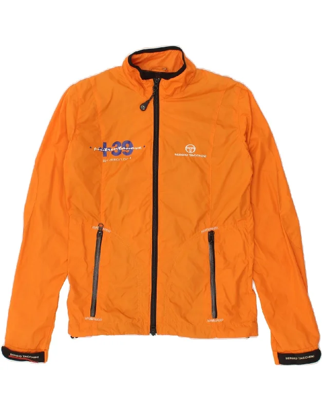 SERGIO TACCHINI Womens Graphic Rain Jacket IT 42 Medium Orange Polyamide Zippered Jacket Buttoned Jacket Snapped Jacket SERGIO TACCHINI Womens Graphic Rain Jacket IT 42 Medium Orange Polyamide Zippered Jacket Buttoned Jacket Snapped Jacket