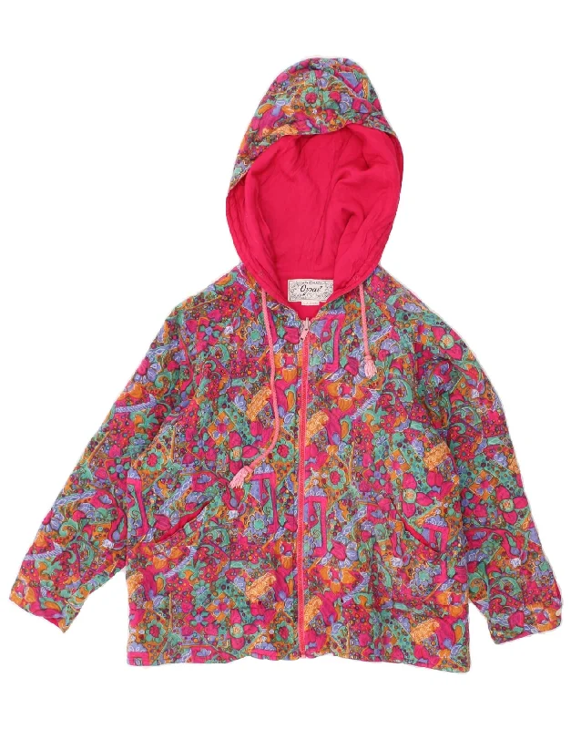 VINTAGE Womens Hooded Windbreaker Jacket UK 14 Large Multicoloured Floral Faux Fur Jacket Real Fur Jacket Shearling Jacket VINTAGE Womens Hooded Windbreaker Jacket UK 14 Large Multicoloured Floral Faux Fur Jacket Real Fur Jacket Shearling Jacket