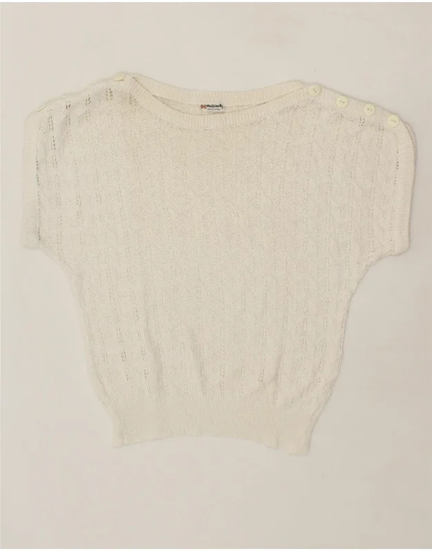 MAZZONETTO Womens Short Sleeve Boat Neck Jumper Sweater UK 16 Large White Cashmere Blend Cotton Blend Poly Blend MAZZONETTO Womens Short Sleeve Boat Neck Jumper Sweater UK 16 Large White Cashmere Blend Cotton Blend Poly Blend