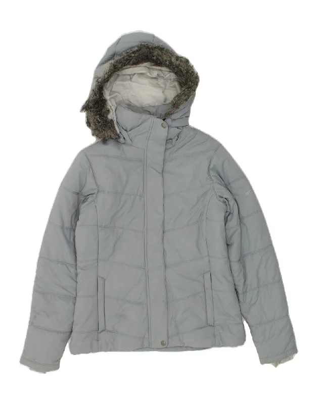 COLUMBIA Womens Hooded Padded Jacket UK 10 Small Grey Nylon Satin Fabric Silk Fabric Chiffon Fabric COLUMBIA Womens Hooded Padded Jacket UK 10 Small Grey Nylon Satin Fabric Silk Fabric Chiffon Fabric