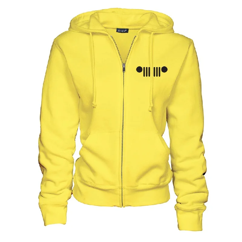 Ladies Jeep® It's A Jeep Thing Duck Zip Hoodie - Yellow Hoodie with Hem Contrast Bold Stylish Ladies Jeep® It's A Jeep Thing Duck Zip Hoodie - Yellow Hoodie with Hem Contrast Bold Stylish
