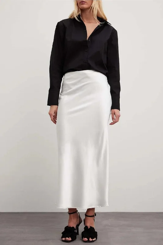 White Satin Midi Skirt cashmere skirt fine