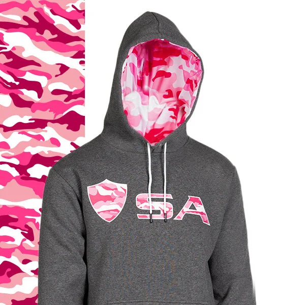 Classic Lined Hoodie| Pink Military Camo Hoodie with Neon Bright Vibrant