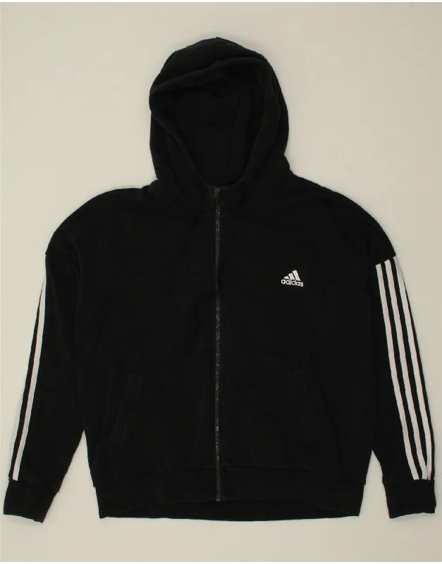 ADIDAS Womens Loose Fit Zip Hoodie Sweater UK 20/22 XL Black Cotton Boat Neck Shawl Collar Notched Collar ADIDAS Womens Loose Fit Zip Hoodie Sweater UK 20/22 XL Black Cotton Boat Neck Shawl Collar Notched Collar