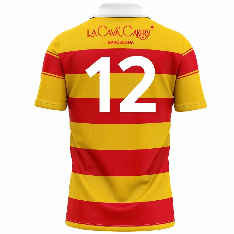 Mc Keever Barcelona Gaels Numbered Home Jersey - Adult - Saffron/Red Metallic Jersey Tee Mc Keever Barcelona Gaels Numbered Home Jersey - Adult - Saffron/Red Metallic Jersey Tee