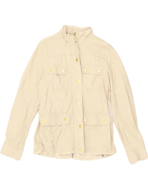 J. CREW Womens Utility Jacket UK 10 Small Off White Cotton V-Neck Jacket Boat Neck Jacket Square Neck Jacket