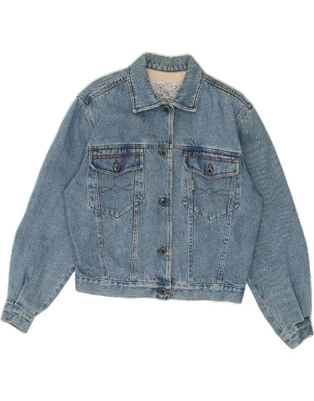 CAPPOPERA Womens Denim Jacket UK 14 Medium Blue Cotton Chenille Fabric Brocade Fabric Lace Fabric CAPPOPERA Womens Denim Jacket UK 14 Medium Blue Cotton Chenille Fabric Brocade Fabric Lace Fabric