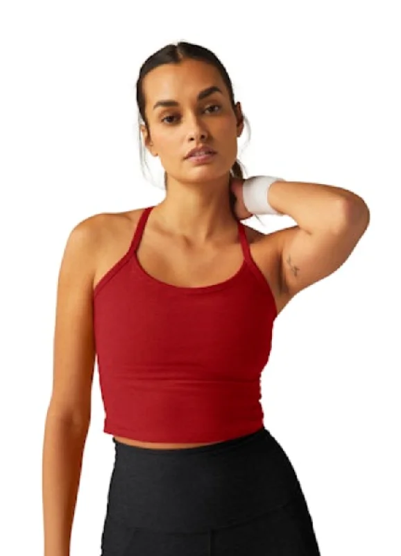 Spacedye Slim Racerback Crop Tank Ruby Red layering tank top