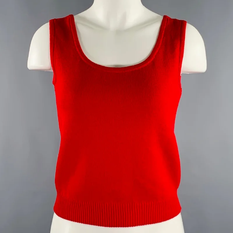 ST. JOHN COLLECTION Size S Red Wool Blend Tank Casual Top loose fit tank