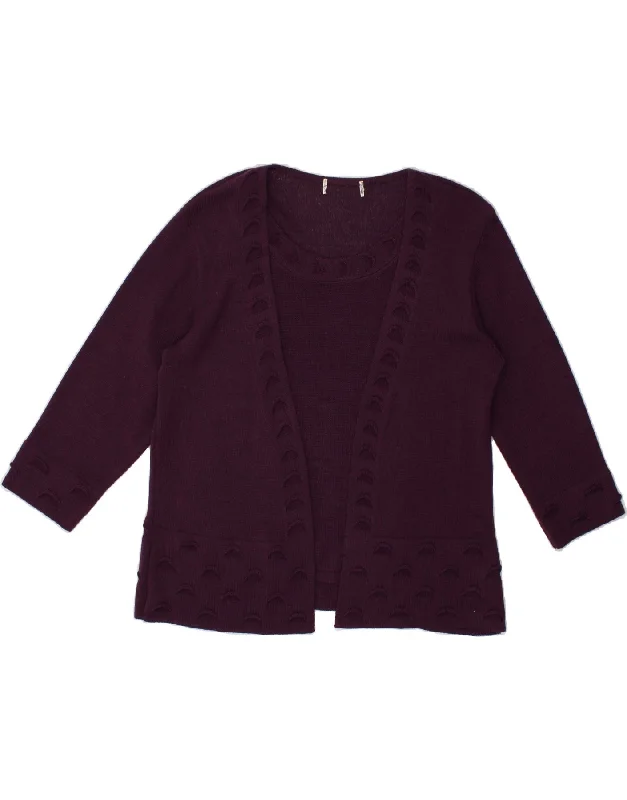 VINTAGE Womens 3/4 Sleeve Boat Neck Jumper Sweater UK 16 Large Purple Elegant Classic Vintage VINTAGE Womens 3/4 Sleeve Boat Neck Jumper Sweater UK 16 Large Purple Elegant Classic Vintage
