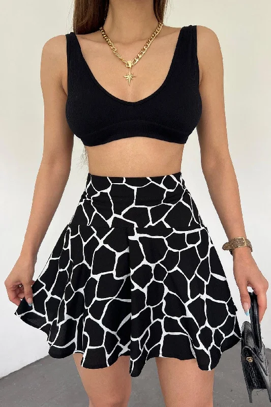 Women's Black and White Viscose Fabric Summer Shorts Skirt 1905 cashmere skirt fine