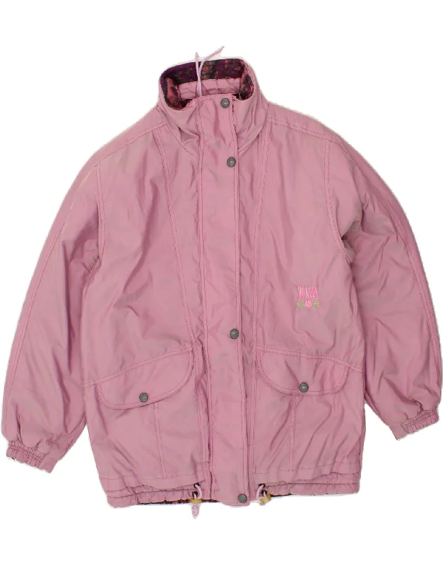 MC KEE'S Womens Padded Reversible Jacket UK 16 Large Pink Polyester Rayon Fabric Velvet Fabric Corduroy Fabric