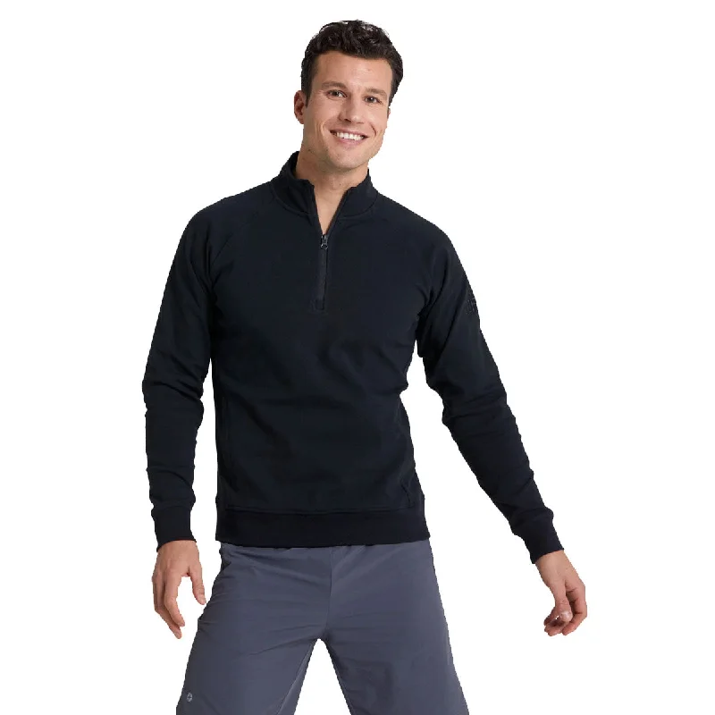 Gym+Coffee Chill Half Zip Hoodie - Mens - Black Hoodie with Embroidery Detailed Premium Gym+Coffee Chill Half Zip Hoodie - Mens - Black Hoodie with Embroidery Detailed Premium