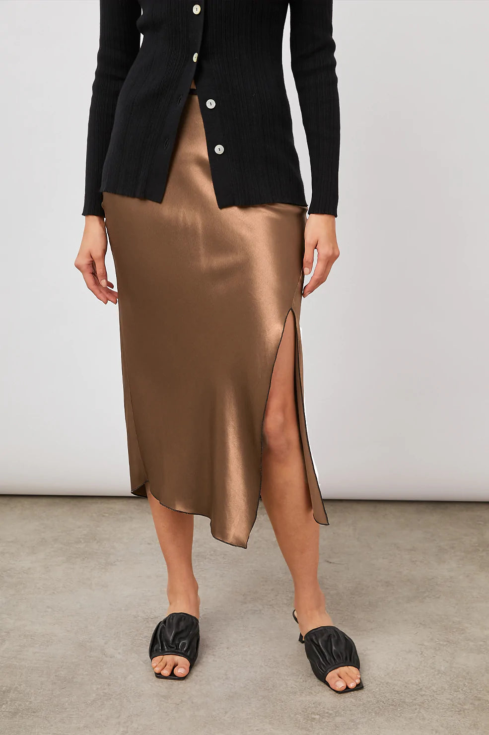 JADA SKIRT - PEAT MOSS chiffon skirt lightweight
