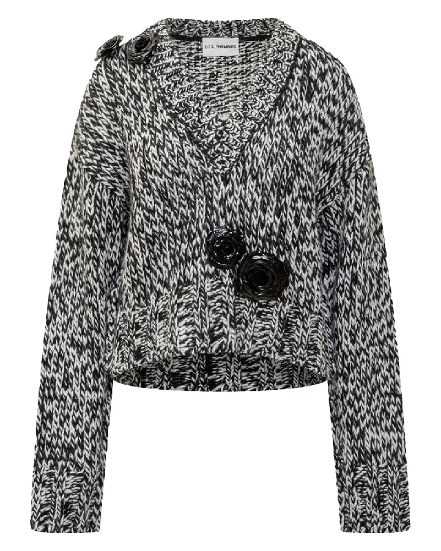Black & Off-White Mouline Sweater Iron Safe Non-Iron Wrinkle Free