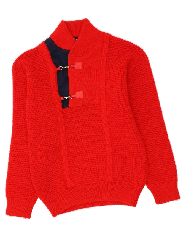 MARINA YACHTING Womens Shawl Neck Jumper Sweater UK 12 Medium Red Wool Turtle Neck Boat Neck Asymmetrical Neck MARINA YACHTING Womens Shawl Neck Jumper Sweater UK 12 Medium Red Wool Turtle Neck Boat Neck Asymmetrical Neck