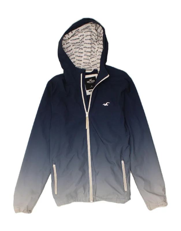 HOLLISTER Womens California Hooded Rain Jacket UK 14 Medium Navy Blue Wool Fabric Cashmere Fabric Tweed Fabric HOLLISTER Womens California Hooded Rain Jacket UK 14 Medium Navy Blue Wool Fabric Cashmere Fabric Tweed Fabric