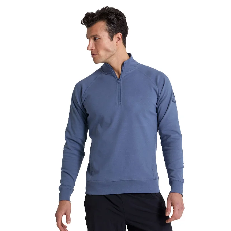 Gym+Coffee Chill Half Zip Hoodie - Mens - Thunder Blue Hoodie with Patch Decorative Personalized Gym+Coffee Chill Half Zip Hoodie - Mens - Thunder Blue Hoodie with Patch Decorative Personalized