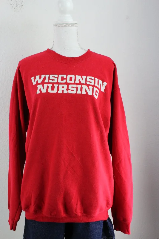 Vintage Wisconsin Sweatshirt (M) Hoodie with Double Zipper Versatile Adjustable