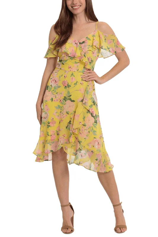 London Times T6748M - Floral Printed A-Line Dress Tunics Party sparkling