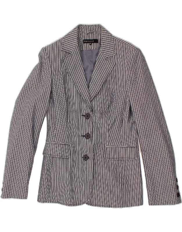 VINTAGE Womens 3 Button Blazer Jacket UK 12 Medium Blue Striped Cotton Fitted Jacket Loose Jacket Oversized Jacket VINTAGE Womens 3 Button Blazer Jacket UK 12 Medium Blue Striped Cotton Fitted Jacket Loose Jacket Oversized Jacket