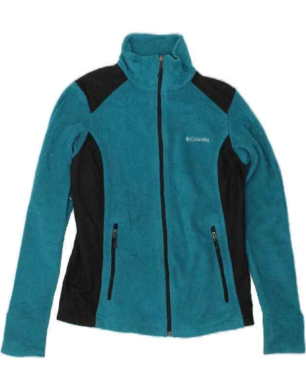 COLUMBIA Womens Fleece Jacket UK 14 Large Turquoise Colourblock Polyester Cotton Fabric Linen Fabric Terry Fabric COLUMBIA Womens Fleece Jacket UK 14 Large Turquoise Colourblock Polyester Cotton Fabric Linen Fabric Terry Fabric
