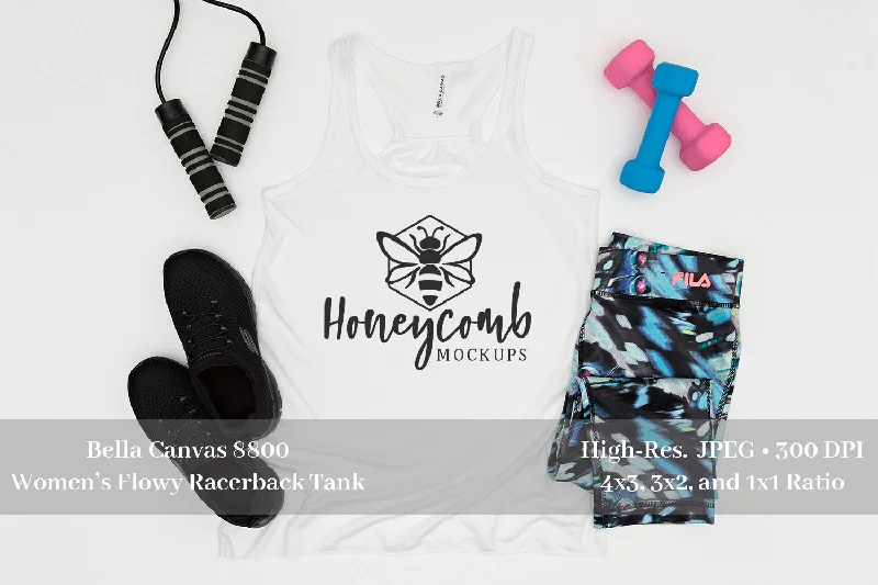 Workout Mockup, Bella Canvas 8800 White Tank Mockup, Women's Tank Top Mockup, Fitness Mockup, Sports Mockup lightweight tank top
