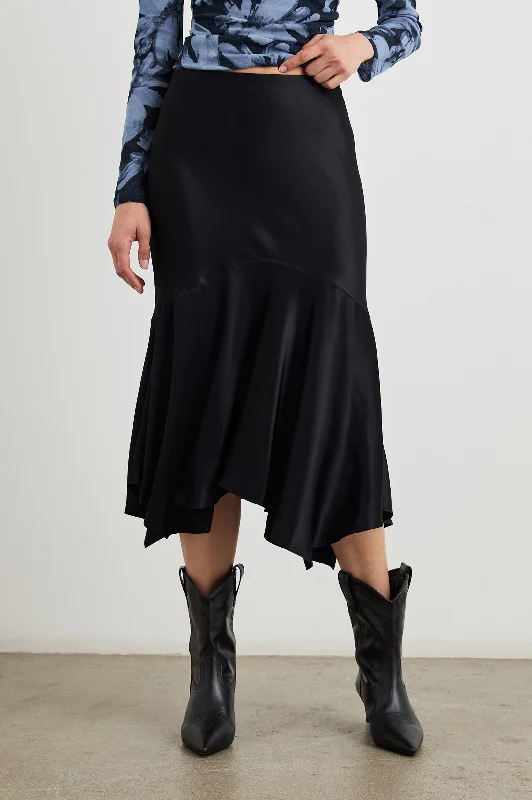EDWINA SKIRT - BLACK velvet skirt rich
