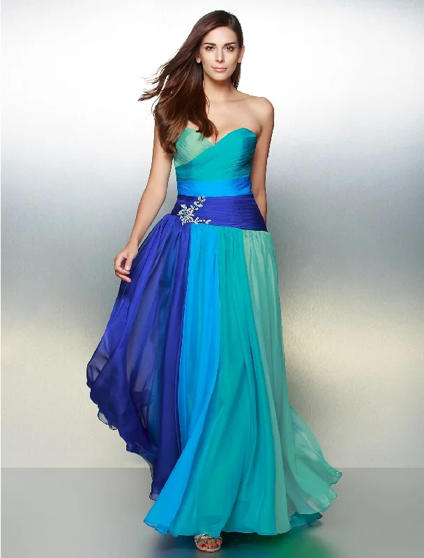 A-Line Color Block Dress Wedding Guest Prom Floor Length Sleeveless Sweetheart Chiffon Backless with Ruched Crystals Tunics Satin smooth A-Line Color Block Dress Wedding Guest Prom Floor Length Sleeveless Sweetheart Chiffon Backless with Ruched Crystals Tunics Satin smooth