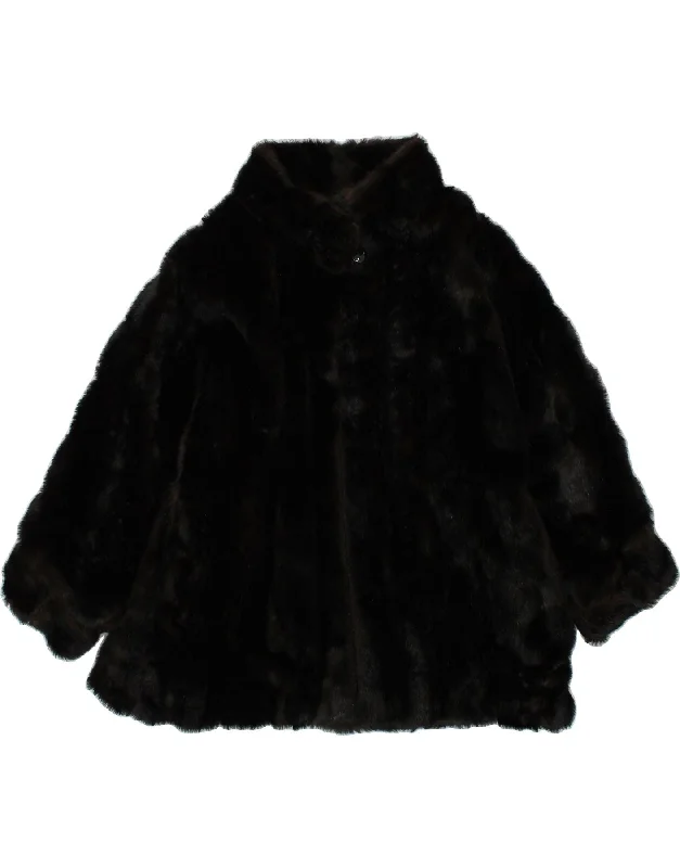 VINTAGE Womens Faux Fur Jacket EU 44 XL Brown Jersey Jacket Tulle Jacket Batik Jacket VINTAGE Womens Faux Fur Jacket EU 44 XL Brown Jersey Jacket Tulle Jacket Batik Jacket